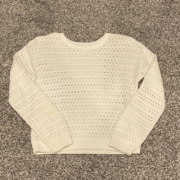 Cream Knit Sweater, feminine Boho crochet, kids, girl, size 14 - Picture 5 of 10